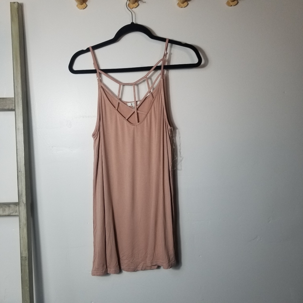 NWOT JODIFL WOMEN'S PINK SPAGHETTI STRAP BLOUSE SIZE LARGE